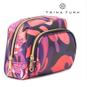 Trina Turk NWT Women's Floral Cosmetic Bag - Pink and Purple